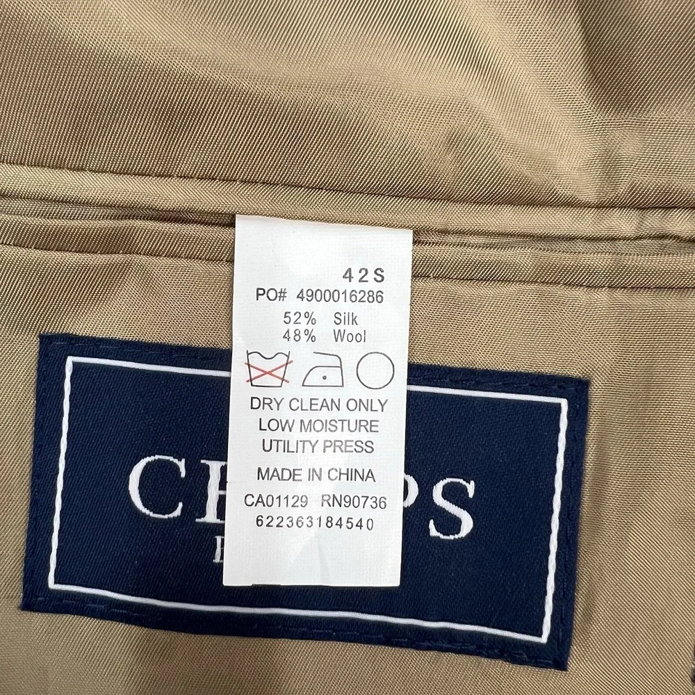 Chaps Silk Wool Blazer‎ Sport Coat Mens 42S Short Classic Fit Beige/Olive/Purple
